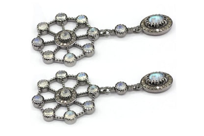 Round Moonstone 925 silver Diamond Earring