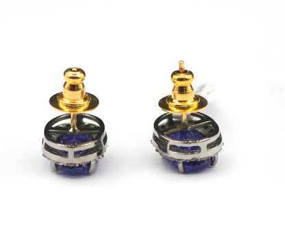 Tanzanite 925 silver Diamond Earring Stud