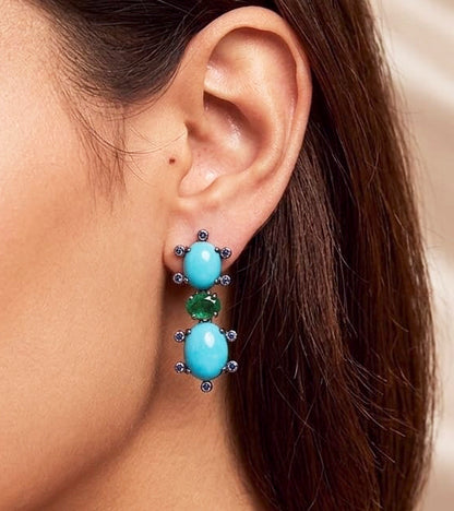 Turquoise 925 silver Emerald Earring