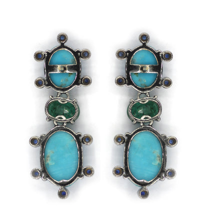 Turquoise 925 silver Emerald Earring