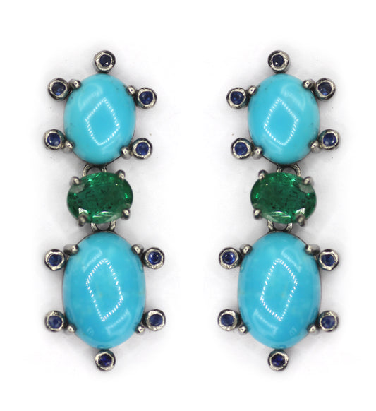 Turquoise 925 silver Emerald Earring