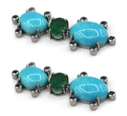 Turquoise 925 silver Emerald Earring