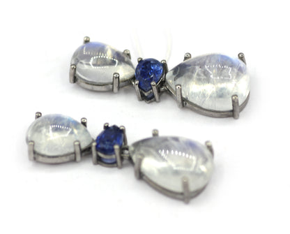 Rainbow Moonstone 925 silver Earring With Kyanite Stone