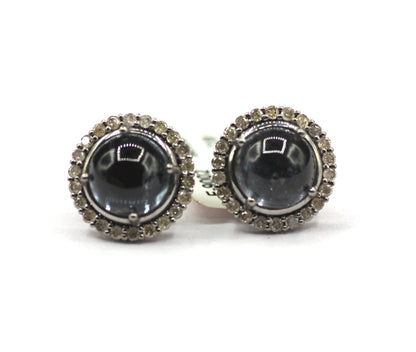 Tourmaline 925 silver Diamond Earring Stud
