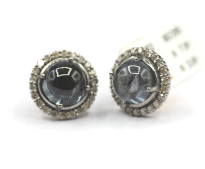 Tourmaline 925 silver Diamond Earring Stud