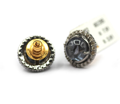 Tourmaline 925 silver Diamond Earring Stud