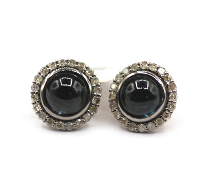 Tourmaline 925 silver Diamond Earring Stud