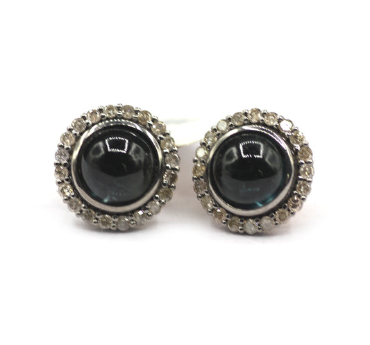 Tourmaline 925 silver Diamond Earring Stud
