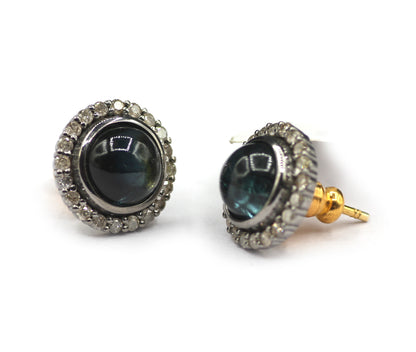 Tourmaline 925 silver Diamond Earring Stud