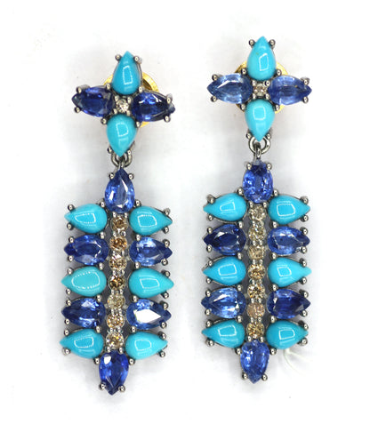 Turquoise 925 silver Diamond Earring