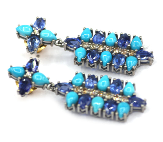 Turquoise 925 silver Diamond Earring