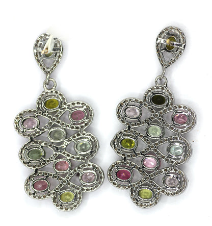 Tourmaline 925 silver Diamond Earring