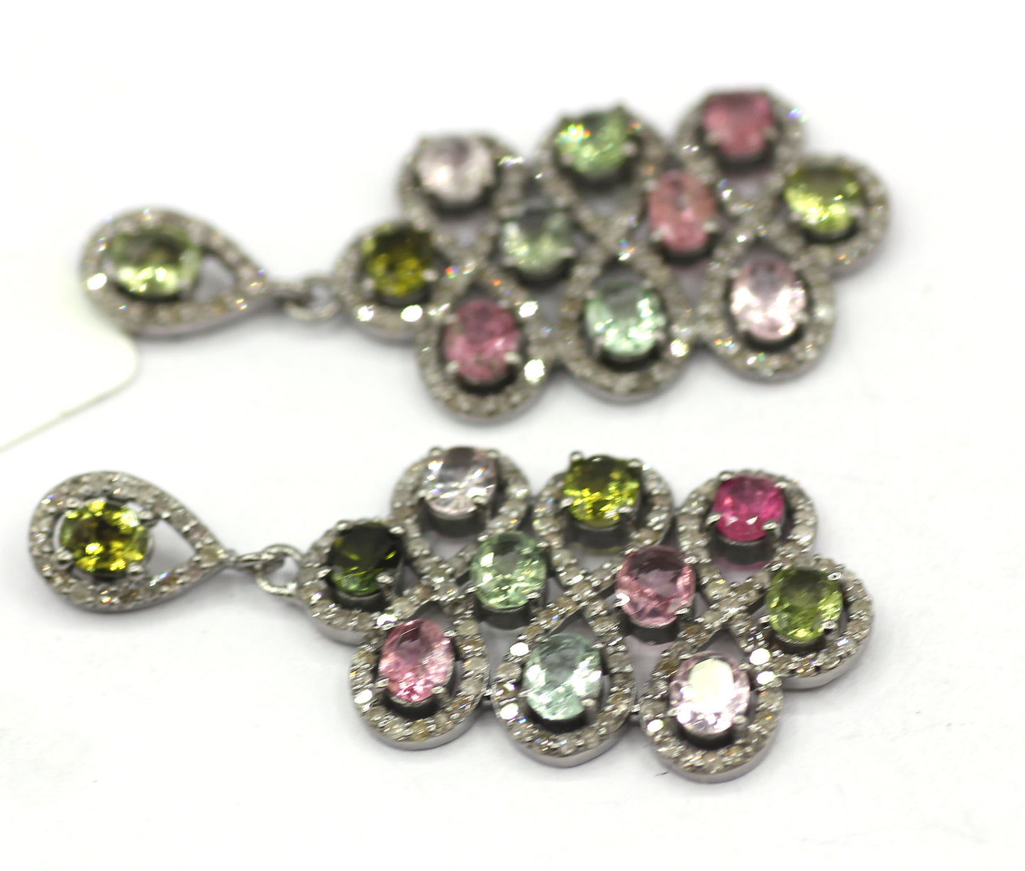 Tourmaline 925 silver Diamond Earring