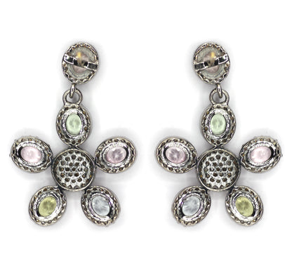 Round Moonstone 925 silver Diamond Earring