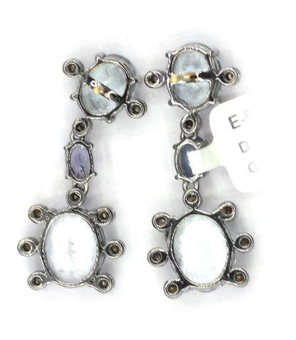 Aquamarine 925 silver Diamond Earring With Tanzanite Stone
