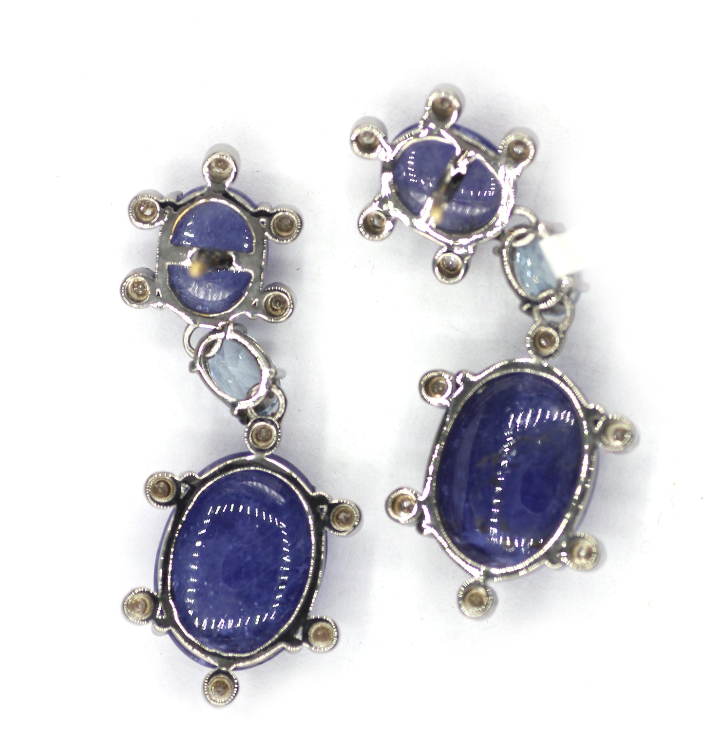 Tanzanite 925 silver Diamond Earring With Aquamarine Stone