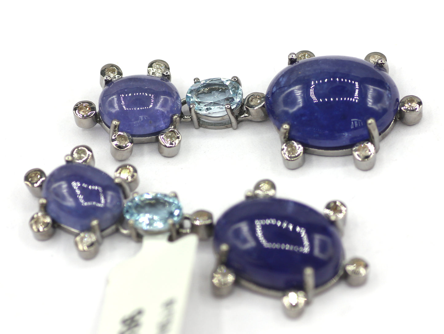 Tanzanite 925 silver Diamond Earring With Aquamarine Stone
