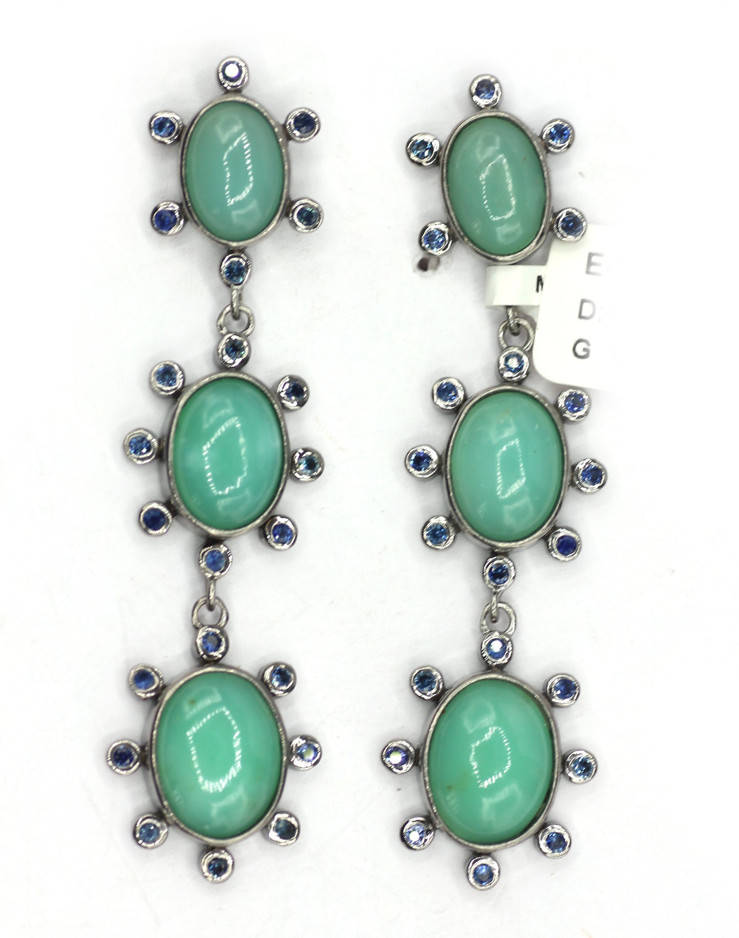 Chrysoprase 925 silver Earring With Blue sapphire Stone