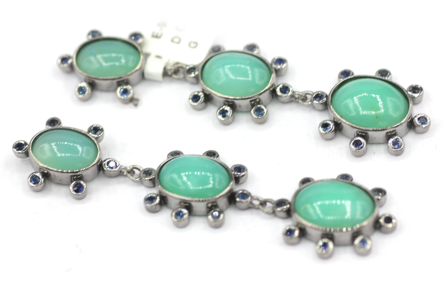 Chrysoprase 925 silver Earring With Blue sapphire Stone