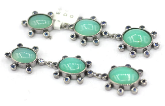 Chrysoprase 925 silver Earring With Blue sapphire Stone