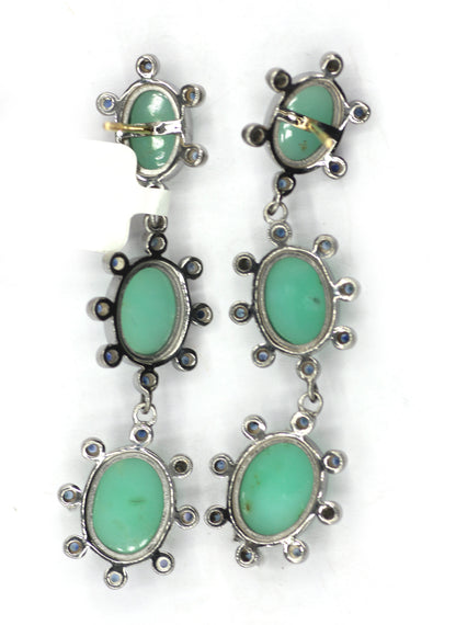 Chrysoprase 925 silver Earring With Blue sapphire Stone