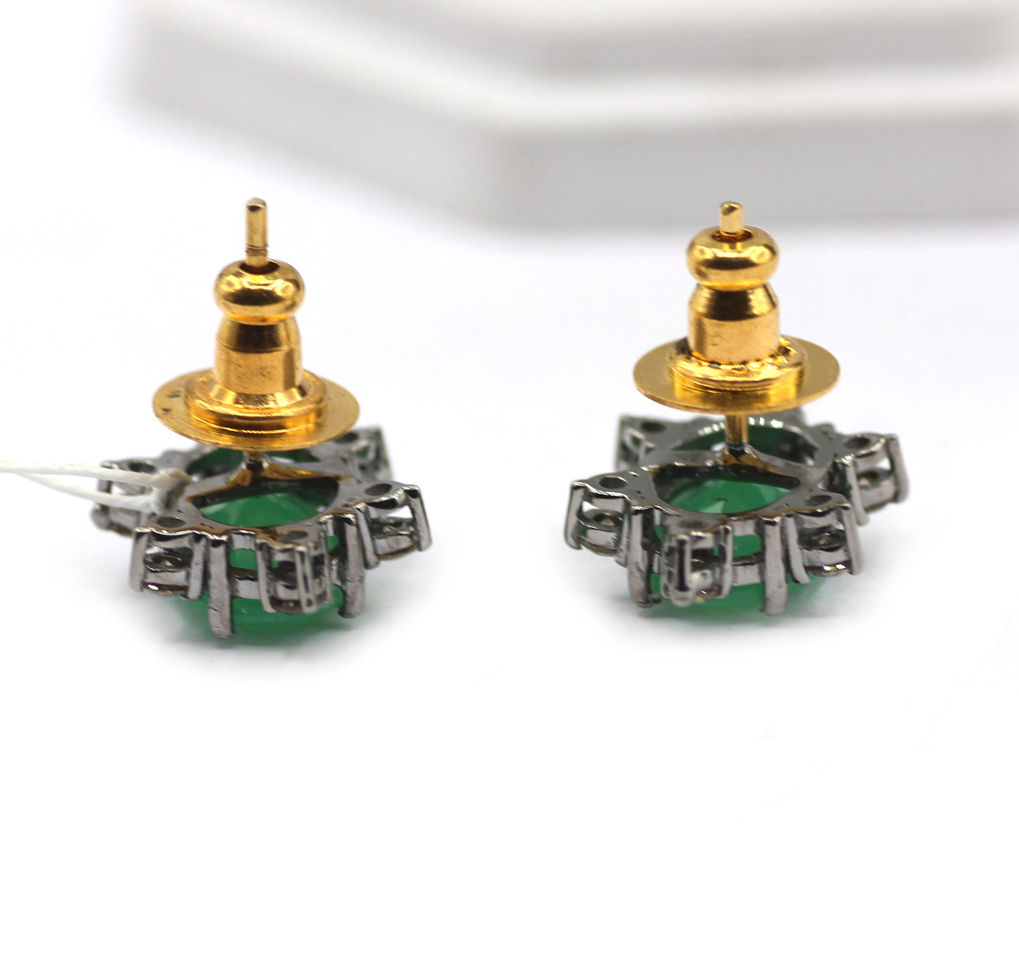 Chrysoprase 925 silver Diamond Earring Stud