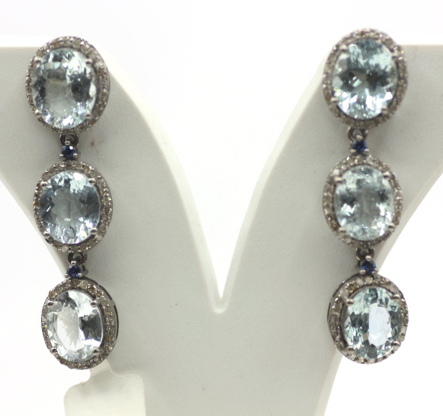 Aquamarine 925 silver Diamond Earring