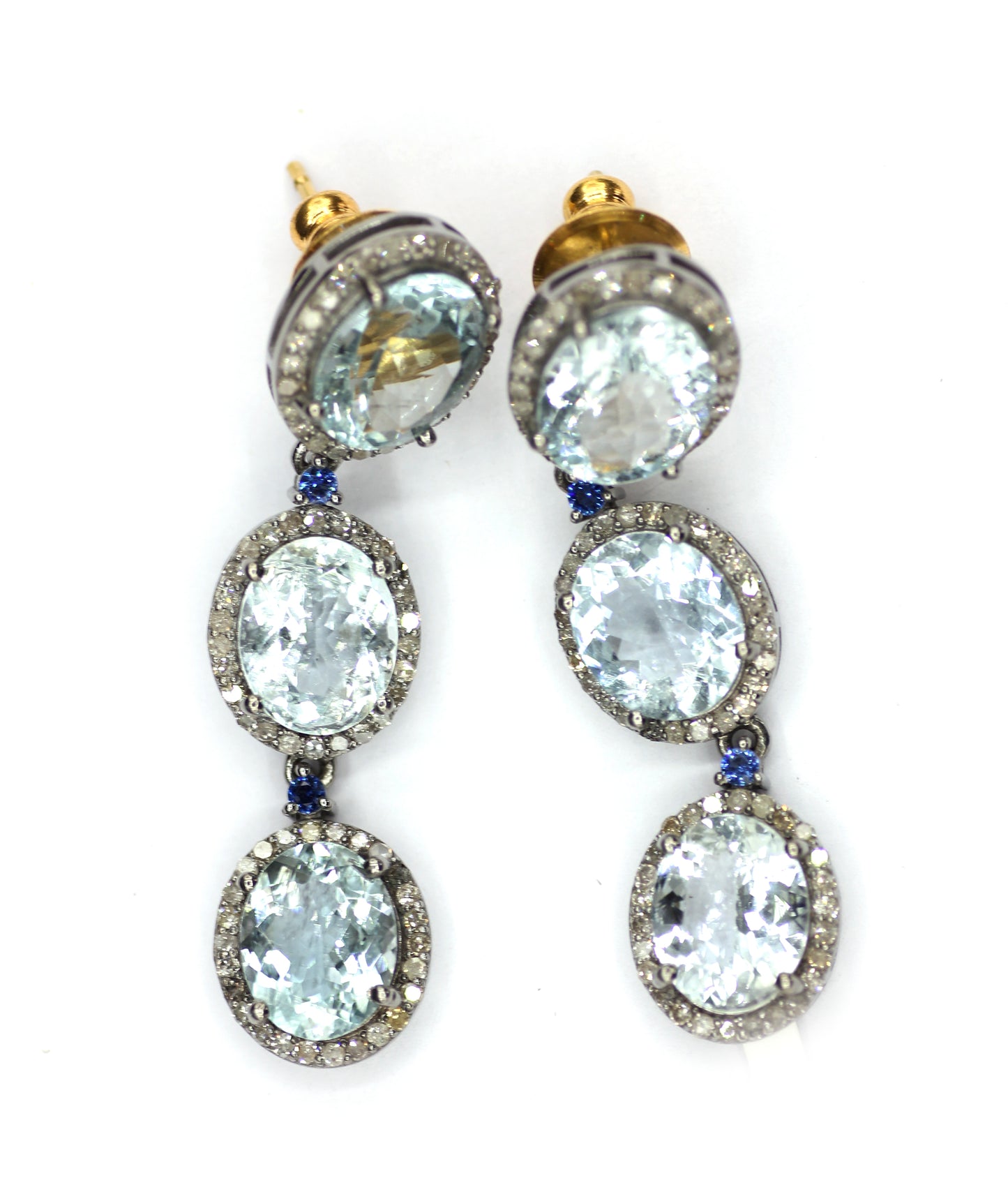 Aquamarine 925 silver Diamond Earring