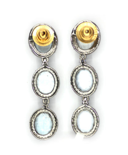 Aquamarine 925 silver Diamond Earring