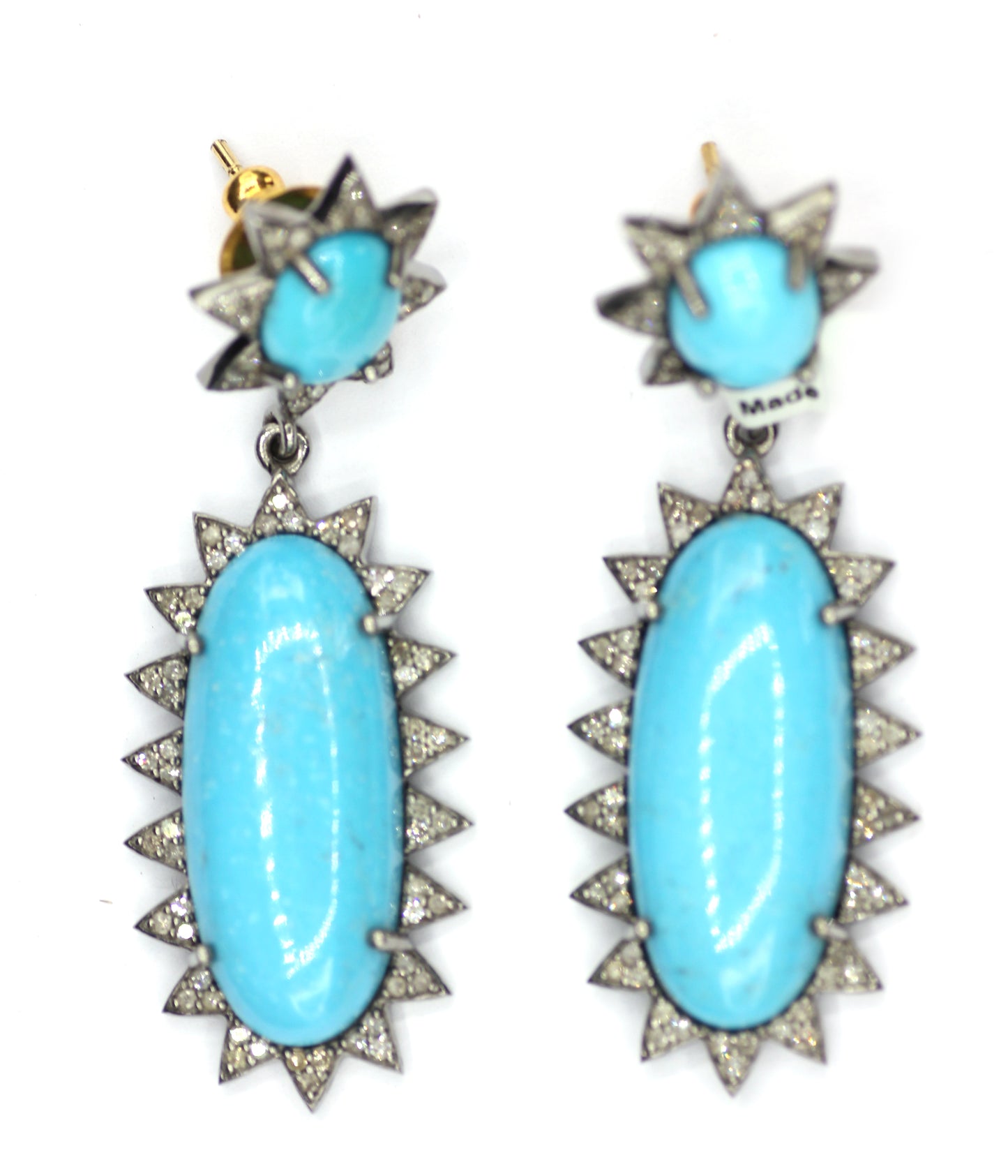 Turquoise 925 silver Diamond Earring