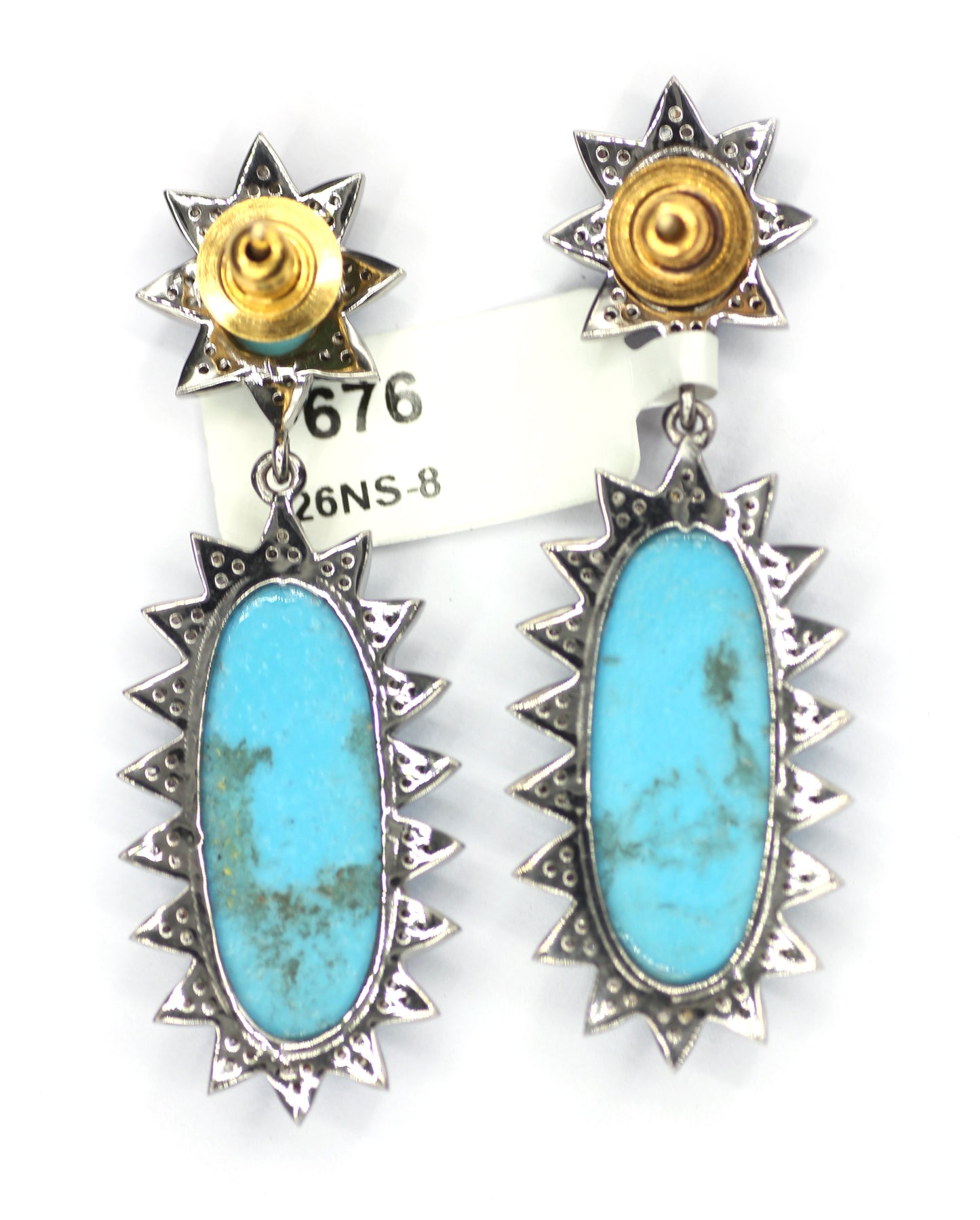 Turquoise 925 silver Diamond Earring