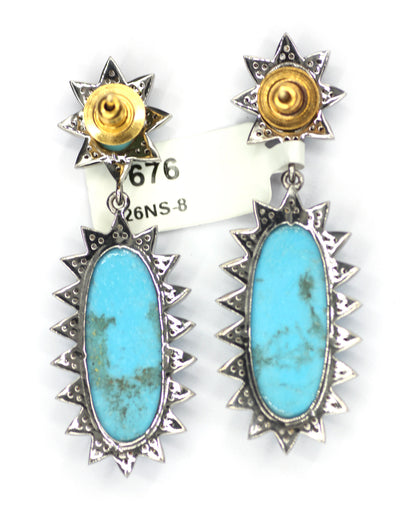 Turquoise 925 silver Diamond Earring