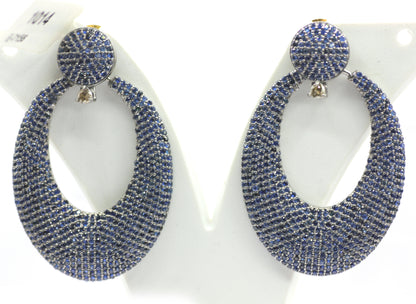 Blue Sapphire 925 silver Diamond Earring