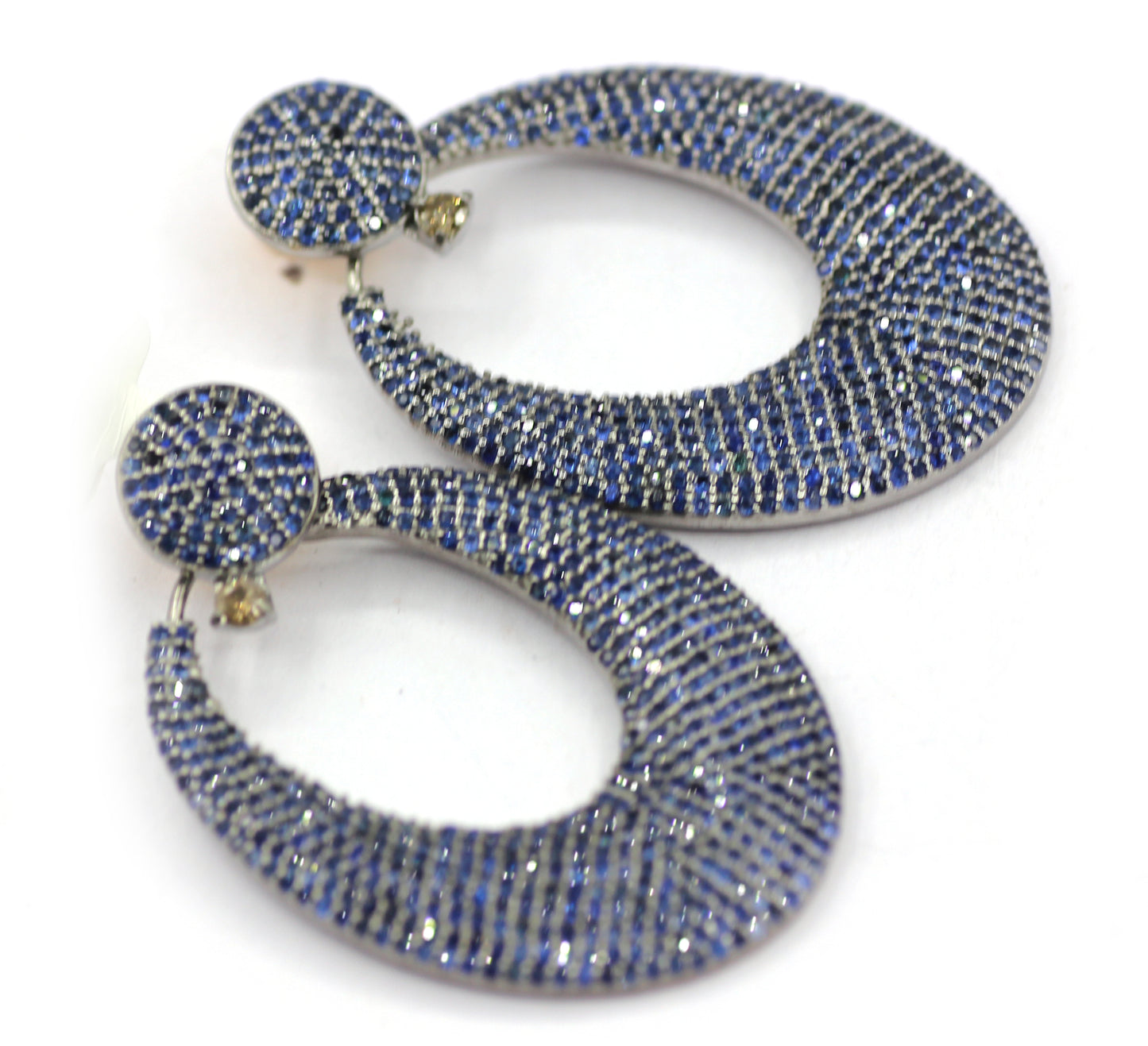 Blue Sapphire 925 silver Diamond Earring