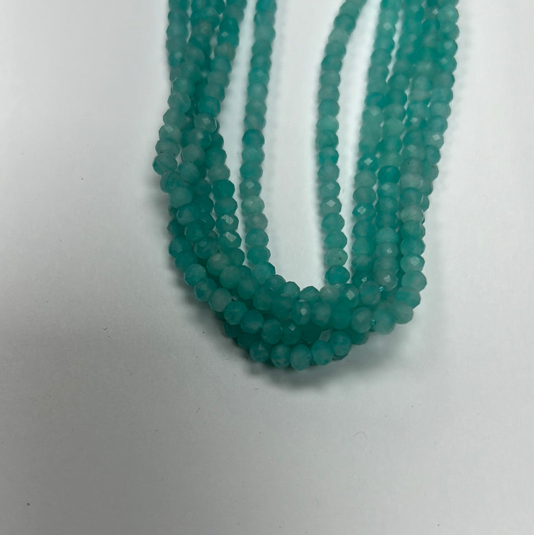 AMAZONITE BLUE BEADS RUONDELLE FACETED 3-4MM