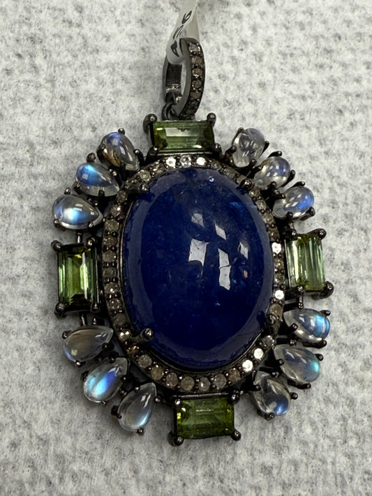 Tanzanite Tourmaline Diamond Pendant