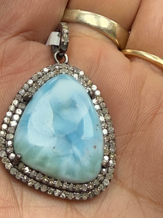 Larimar Diamond Pendant