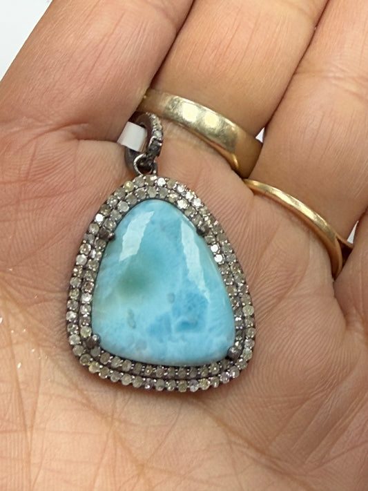 Larimar Diamond Pendant