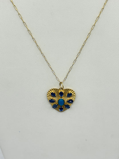 Heart 14k Solid Gold Diamond Pendants