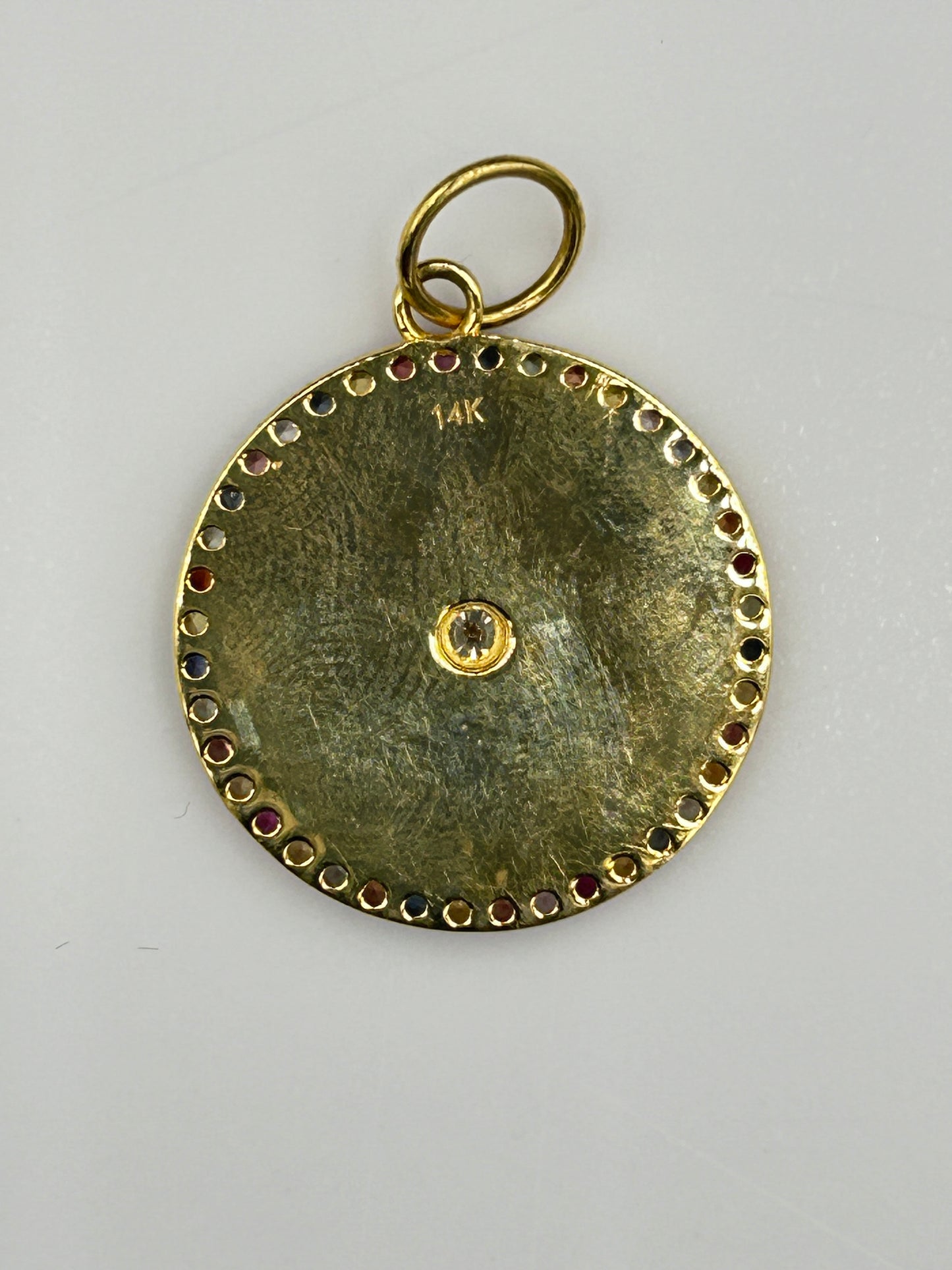 Round 14k Solid Gold Diamond Pendants