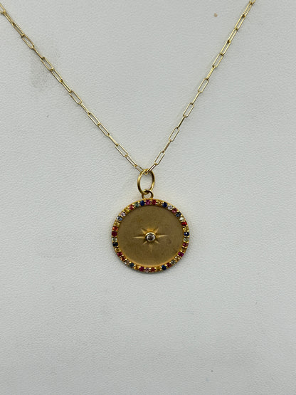 Round 14k Solid Gold Diamond Pendants