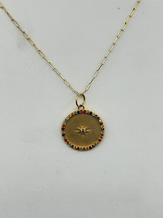 Round 14k Solid Gold Diamond Pendants