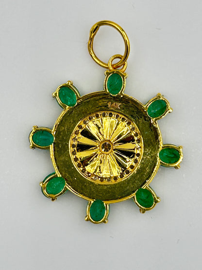 Round 14k Solid Gold Diamond Pendants.