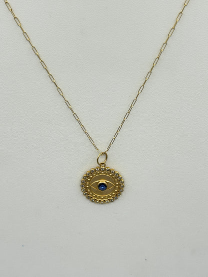 Evil Eye 14k Solid Gold Diamond Pendants