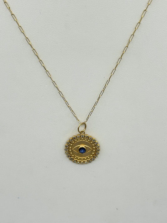 Evil Eye 14k Solid Gold Diamond Pendants