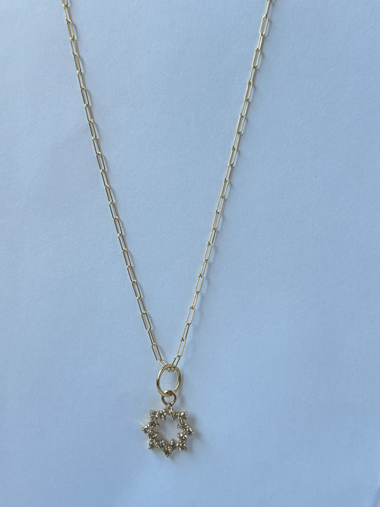 Star 14k Solid Gold Diamond Pendants