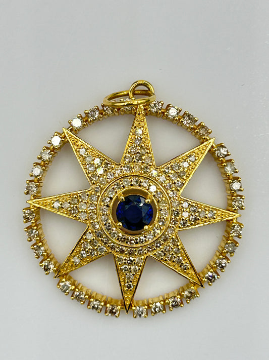 Star 14k Solid Gold Diamond Pendants
