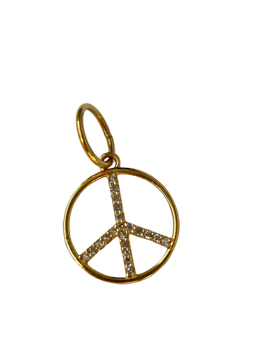 Peace Sign 14K Gold Necklace