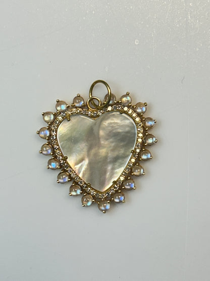 Heart 14k Solid Gold Diamond Pendants