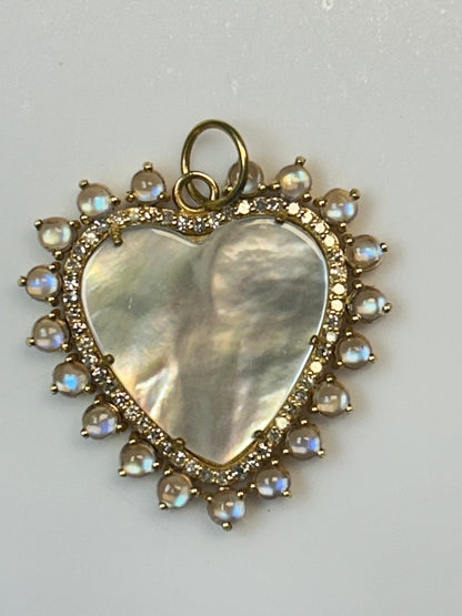 Heart 14k Solid Gold Diamond Pendants